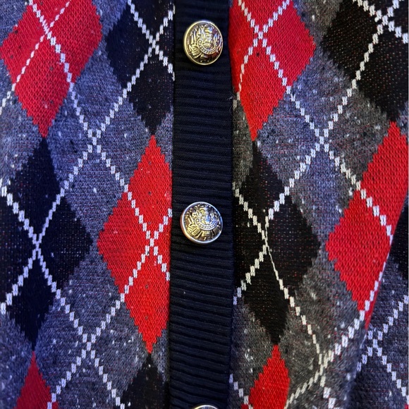 Vintage Haberdashery Sweater Black Red Argyle - Picture 2 of 7